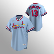 Men's St. Louis Cardinals #13 Matt Carpenter Light Blue Road Cooperstown Collection Jersey