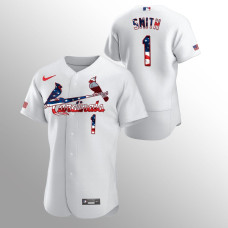 Men's St. Louis Cardinals #1 Ozzie Smith 2020 Stars & Stripes 4th of July White Jersey