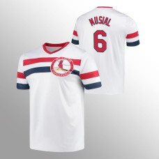 Men's St. Louis Cardinals Stan Musial #6 White Cooperstown Collection V-Neck Jersey