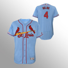 Men's St. Louis Cardinals #4 Blue Yadier Molina MLB 150th Anniversary Patch Flex Base Majestic Alternate Jersey