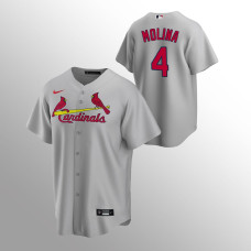 Men's St. Louis Cardinals Yadier Molina #4 Gray Replica Road Jersey