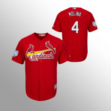 Men's St. Louis Cardinals #4 Scarlet Yadier Molina 2019 Spring Training Cool Base Majestic Jersey