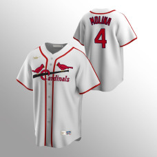 Men's St. Louis Cardinals #4 Yadier Molina White Home Cooperstown Collection Jersey