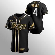 Men's Tampa Bay Rays Blake Snell #4 Black Golden Edition Authentic Jersey