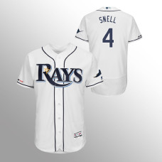 Men's Tampa Bay Rays #4 White Blake Snell MLB 150th Anniversary Patch Flex Base Majestic Home Jersey
