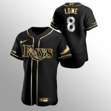 Men's Tampa Bay Rays Brandon Lowe #8 Black Golden Edition Authentic Jersey