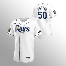 Men's Tampa Bay Rays Charlie Morton #50 White 2020 World Series Home Authentic Jersey