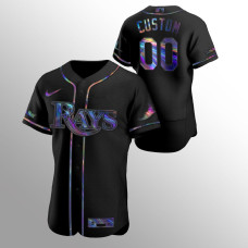 Custom Tampa Bay Rays Black Authentic Iridescent Holographic Jersey