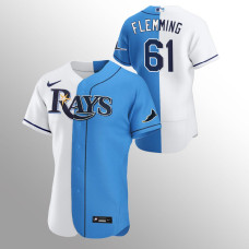 Josh Fleming Tampa Bay Rays White Blue Color Split Two-Tone Jersey