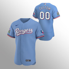 Texas Rangers Custom Light Blue Authentic Alternate Jersey