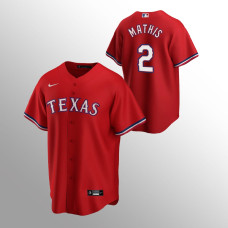 Men's Texas Rangers Jeff Mathis #2 Red 2020 Replica Alternate Jersey