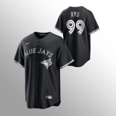 Hyun-Jin Ryu Toronto Blue Jays Black White 2021 All Black Fashion Replica Jersey