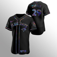 Joe Carter Toronto Blue Jays Black Authentic Holographic Golden Edition Jersey