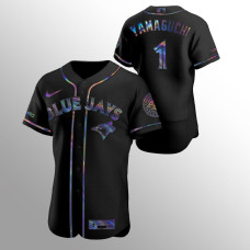 Shun Yamaguchi Toronto Blue Jays Black Authentic Holographic Golden Edition Jersey