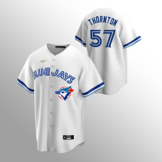 Men's Toronto Blue Jays #57 Trent Thornton White Home Cooperstown Collection Jersey