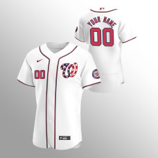Men's Washington Nationals Custom Authentic White 2020 Alternate Team Logo Jersey