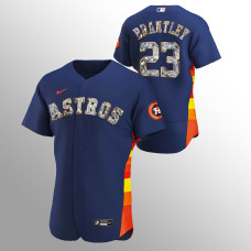 Houston Astros #23 Michael Brantley Authentic 2022 Golden Diamond Navy Jersey