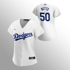 Dodgers #50 Women's Mookie Betts Replica Home White Jersey