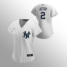 Yankees #2 Derek Jeter Women's Jersey Replica White Home