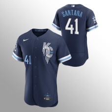Carlos Santana Kansas City Royals Authentic 2022 City Connect Navy Jersey