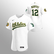 Oakland Athletics #12 Sean Murphy Ray Patch Home Authentic White Jersey