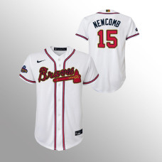 Braves #15 Sean Newcomb Youth Jersey Replica White 2022 Gold Program