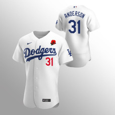 Dodgers Tyler Anderson Jersey White Memorial Day Poppy Patch Authentic