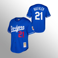 Los Angeles Dodgers Cooperstown Collection Jersey #21 Walker Buehler Mesh Batting Practice Royal