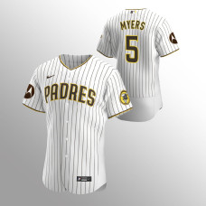 San Diego Padres #5 Wil Myers Motorola Patch Home Authentic White Jersey