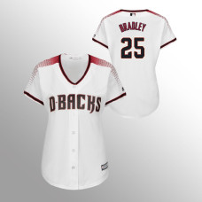 Women's Arizona Diamondbacks White Majestic Home #25 Archie Bradley Cool Base Jersey