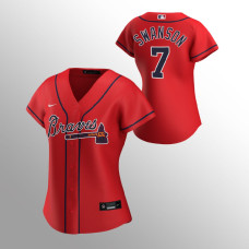 Women's Atlanta Braves Dansby Swanson Red 2020 Replica Alternate Jersey
