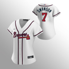 Women's Atlanta Braves Dansby Swanson White 2020 Replica Home Jersey