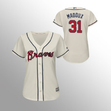 Women's Atlanta Braves Cream Majestic Alternate #31 Greg Maddux 2019 Cool Base Jersey