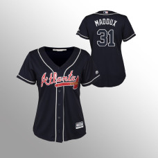 Women's Atlanta Braves Navy Majestic Alternate #31 Greg Maddux 2019 Cool Base Jersey