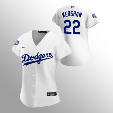 Women's Los Angeles Dodgers Clayton Kershaw White 2020 World Series Champions Replica Jersey