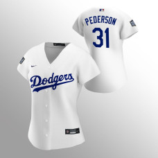 Women's Los Angeles Dodgers Joc Pederson White Home 2020 World Series Replica Jersey
