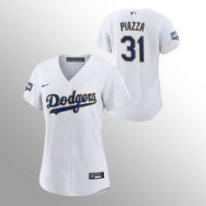 Women's Los Angeles Dodgers Mike Piazza White 2021 Gold Program Replica Jersey