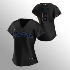 Women's Miami Marlins Jon Berti Black Replica 2020 Alternate Jersey