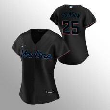 Women's Miami Marlins Lewis Brinson Black Replica 2020 Alternate Jersey