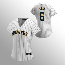 Women's Milwaukee Brewers Lorenzo Cain White 2020 Replica Alternate Jersey