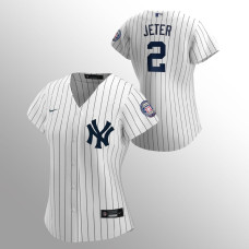Women's New York Yankees #2 Derek Jeter 2020 Hall of Fame Induction White Navy Replica Home Jersey