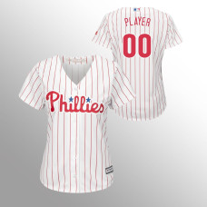 Women's Philadelphia Phillies White Majestic Home #00 Custom Cool Base Jersey