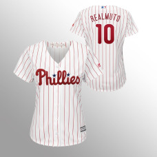 Women's Philadelphia Phillies White Majestic Home #10 J.T. Realmuto Cool Base Jersey