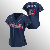 Women's Braves #13 Ronald Acuna Jr. Jersey Alternate Navy Replica