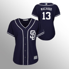 Women's San Diego Padres Navy Majestic Alternate #13 Manny Machado Cool Base Jersey