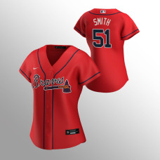 Braves #51 Will Smith Women's Jersey Alternate Red Replica