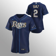 Rays #2 Yandy Diaz Authentic 2022 Golden Diamond Navy Jersey