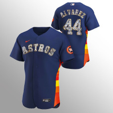 Houston Astros #44 Yordan Alvarez Authentic 2022 Golden Diamond Navy Jersey