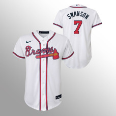 Youth Atlanta Braves Dansby Swanson White Replica Home Jersey