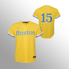 Youth Boston Red Sox Dustin Pedroia Gold 2021 City Connect Replica Jersey